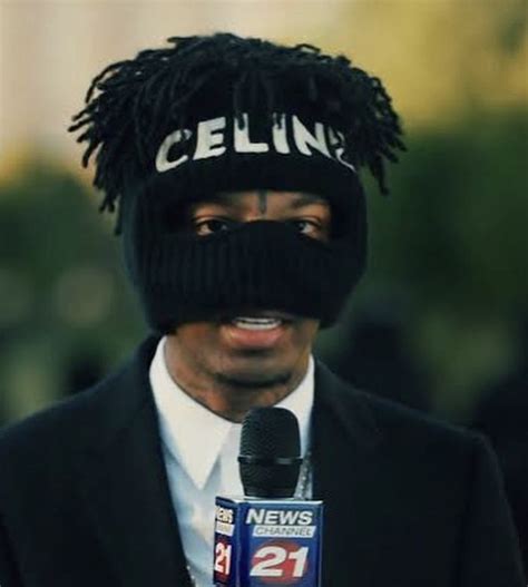 celine 21 savage mask|21 savage with a hat.